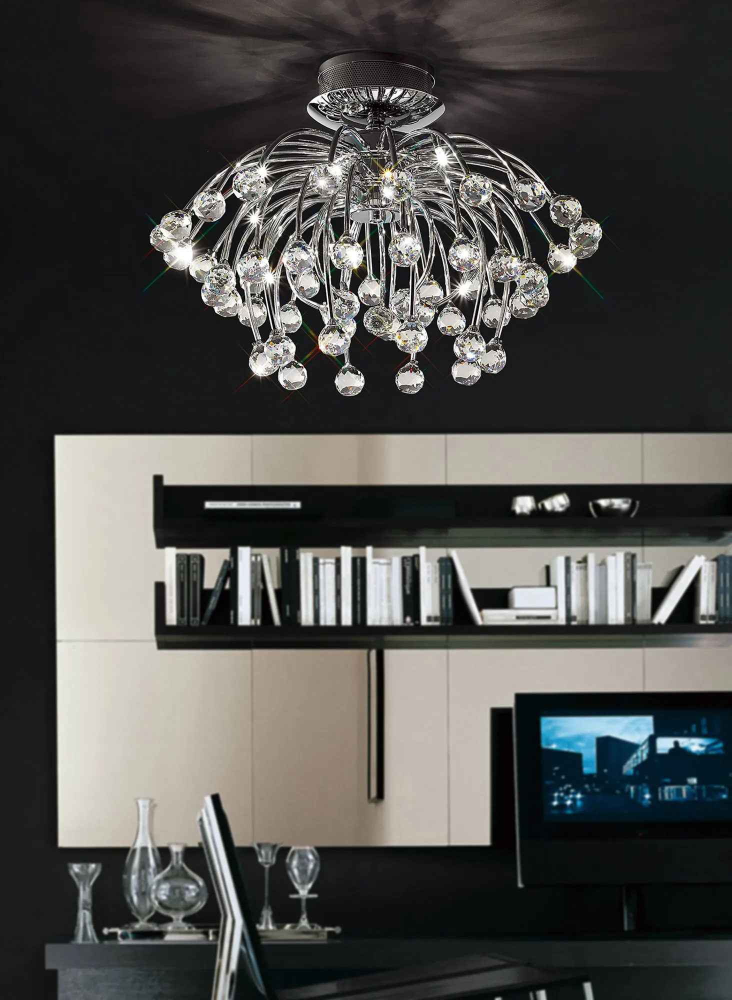 Xeena Crystal Ceiling Lights Diyas Flush Crystal Fittings